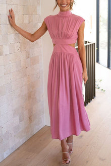 Quincy | Midi-Kleid mit Cut-Out und Taschen in Rosa