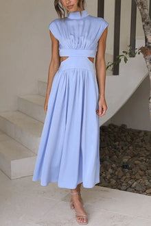 Quincy | Midi-Kleid mit Cut-Out und Taschen in Blau