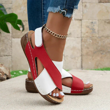 Rania | Moderne Damen Sandalen Sommer bequem leicht Komfort in Rot und Weiß