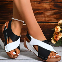 Rania | Moderne Damen Sandalen Sommer bequem leicht Komfort in Schwarz mit Weiß