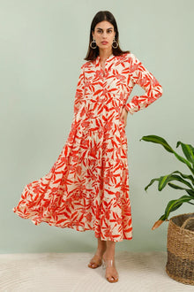 Maxikleid aus Seiden-Mix in Rot