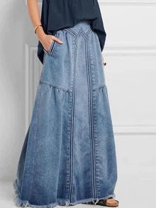 Damen Strukturierter Sommer Jeansrock in Blau