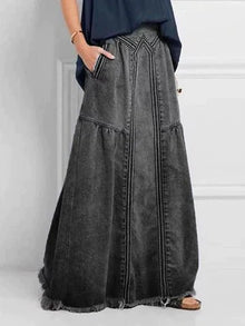 Damen Strukturierter Sommer Jeansrock in Grau
