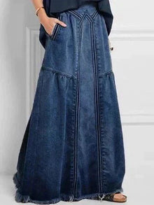 Damen Strukturierter Sommer Jeansrock in Dunkelblau
