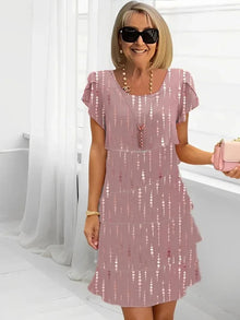 Rosie™ - Blumen Tiered Chiffon Kleid in Rosenpink