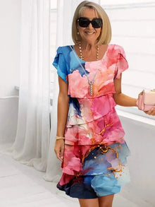 Rosie™ - Blumen Tiered Chiffon Kleid in Blumenmuster