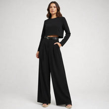 Zweiteiliges Palazzo-Set für Damen in Schwarz