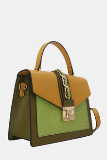 Elegante Design-Handtasche mit Drehverschluss in Grün