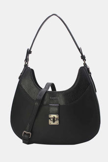 Elegante Schultertasche mit Drehverschluss in Schwarz
