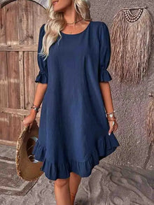 Sally™ - Sommerkleid mit Rüschen in Marineblau