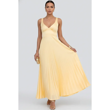 Samia | Damen Gelbes Maxikleid Abend V-Ausschnitt Plissee – Maxi Gelb Plissee 2026 in Gelb