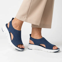 Komfort Plateau-Sandalen für Damen in bequemer Weite mit dicker Sohle und sportlichem Design in Marineblau