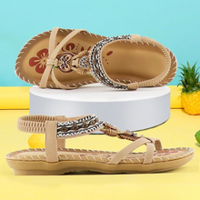Damen Mehrriemen Orthopädische Boho Sandalen in Beige