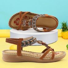 Damen Mehrriemen Orthopädische Boho Sandalen in Braun