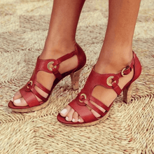 Kerstin – Sandalen mit offener Zehenpartie und Absatz für Damen in Rot
