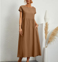 Alina | Schickes Leinenkleid für den Sommer in Braun
