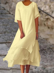 Senna™ - Kurzärmliges Kleid mit Doppel-Layer in Gelb