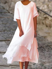 Senna™ - Kurzärmliges Kleid mit Doppel-Layer in Pink