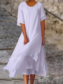 Senna™ - Kurzärmliges Kleid mit Doppel-Layer in Lila