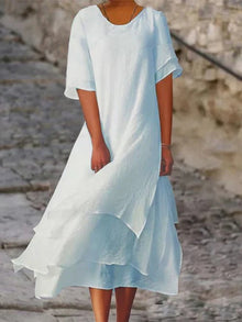 Senna™ - Kurzärmliges Kleid mit Doppel-Layer in Hellblau