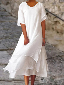 Senna™ - Kurzärmliges Kleid mit Doppel-Layer in Weiß