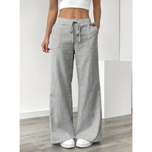 Senta | Damen hose Streifen Freizeit in Grau