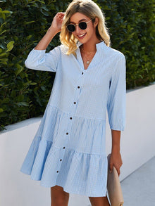 Shanna™ - Fließendes Midi-Kleid für den Tag in Blau
