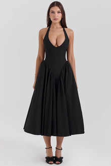 Shannah | Elegantes Midi-Kleid in Schwarz