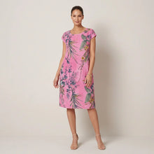 Knielanges Sommerkleid in A-Linie mit Taschen und ärmellosem Schnitt in Rosa