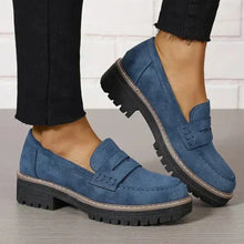 Valeria | Bequeme klobige Slipper für Frauen mit Plattform in Blau