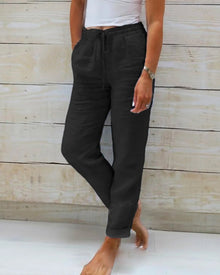 Beatrice | Hose mit elastischem Bund und weitem Bein in Schwarz