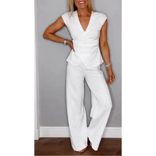 Demie™ - Stylisches Set aus Oberteil mit V-Ausschnitt und Hose in Weiß