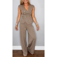 Demie™ - Stylisches Set aus Oberteil mit V-Ausschnitt und Hose in Khaki