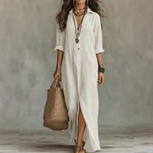 Nilza – Locker Sitzendes Maxi Kleid Mit Schlitz Vorne in Weiß