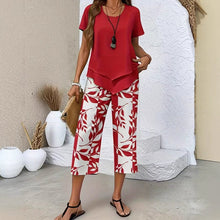 Geraldy™ - Tunika mit Rundhalsausschnitt und Hose mit Weitem Bein – Set in Rot