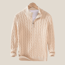 Taebaek™ - Eleganter Zip-Kabelpullover in Beige