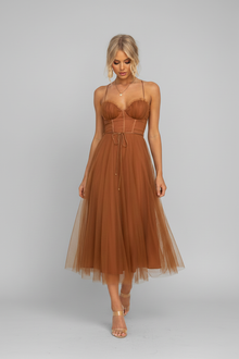 Annika – Midi-Kleid aus Tüll für Damen in Braun