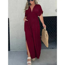 Tara | Maxikleid mit V-Ausschnitt in Dunkelrot