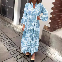 Tessa | Damen Sommerkleid Modern Boho Maxi in Blau