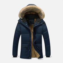 Gefütterte Parka Winterjacke mit Kapuze Herren in Blau