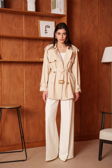 Trenchcoat mit Taillengürtel in Elfenbein