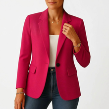 Una | Damen Elegante Blazer Mit Knopf in Dunkelrosa
