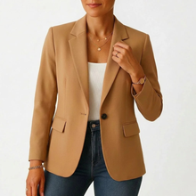 Una | Damen Elegante Blazer Mit Knopf in Hellbraun