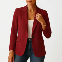 Una | Damen Elegante Blazer Mit Knopf in Burgund
