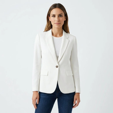 Una | Damen Elegante Blazer Mit Knopf in Weiß