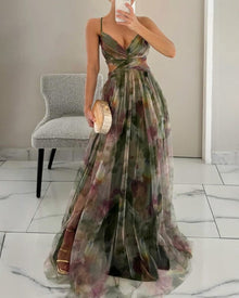 Valeria™ - Elegantes florales Maxikleid in Grün