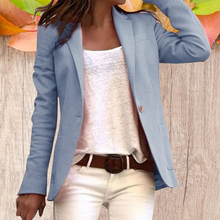 Damen Tailliert Geknöpft Slim Fit Blazer in Blau