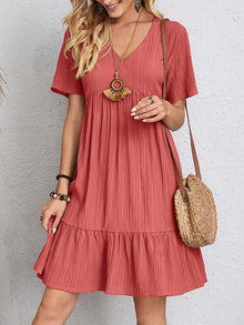 Lily – Sommerkleid für Damen, das den Bauch bedeckt in Rot