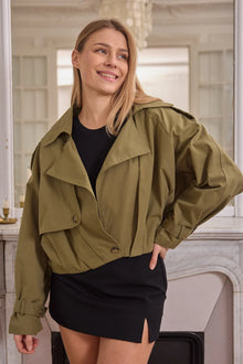 Strukturierte Kurzjacke in Khaki