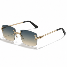 Victor | Herren Moderne Sonnenbrille Aviator Gold Metall in Blau 2
